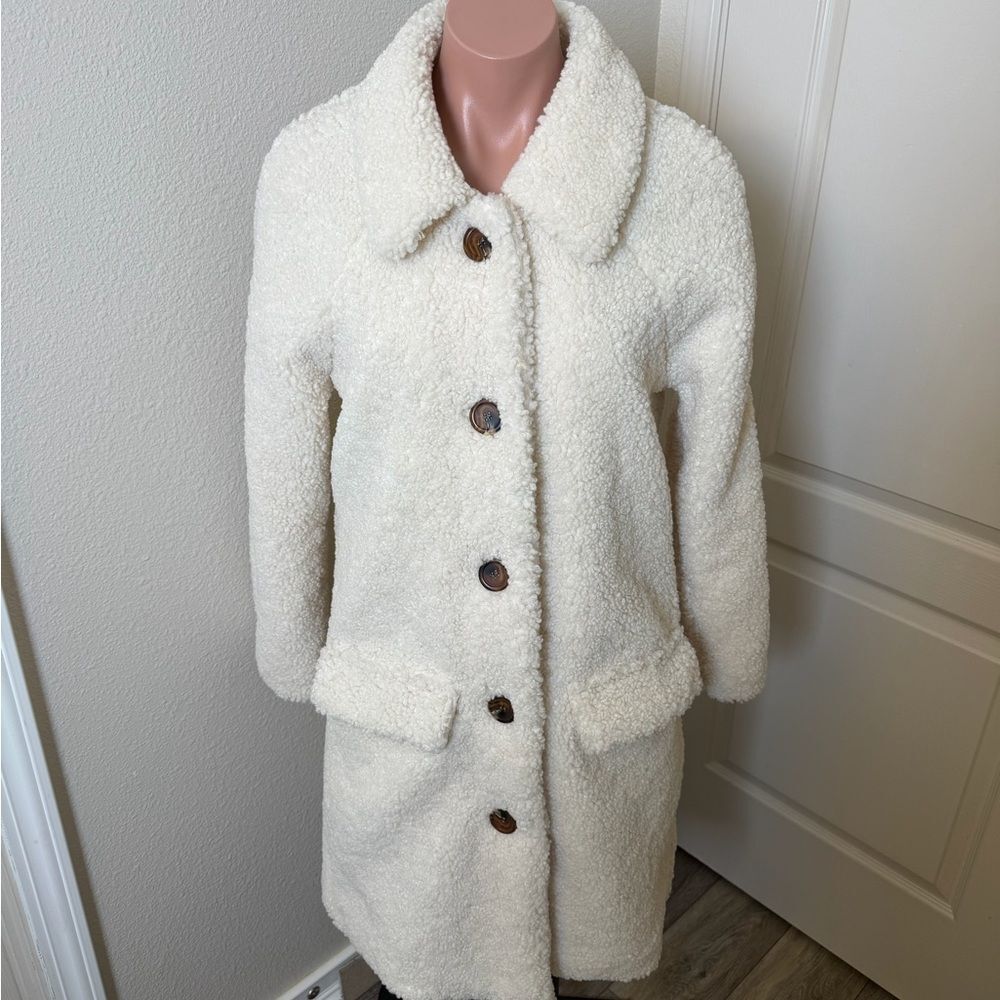 Ashley by 26 International Cream Teddy Coat Sz S